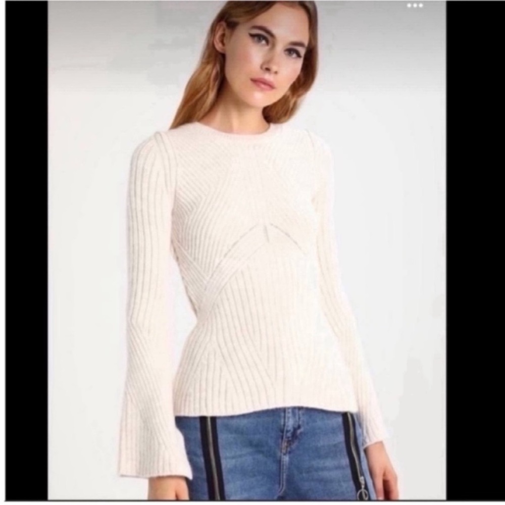 NWOT TOPSHOP Knit Peplum Sweater - Beige